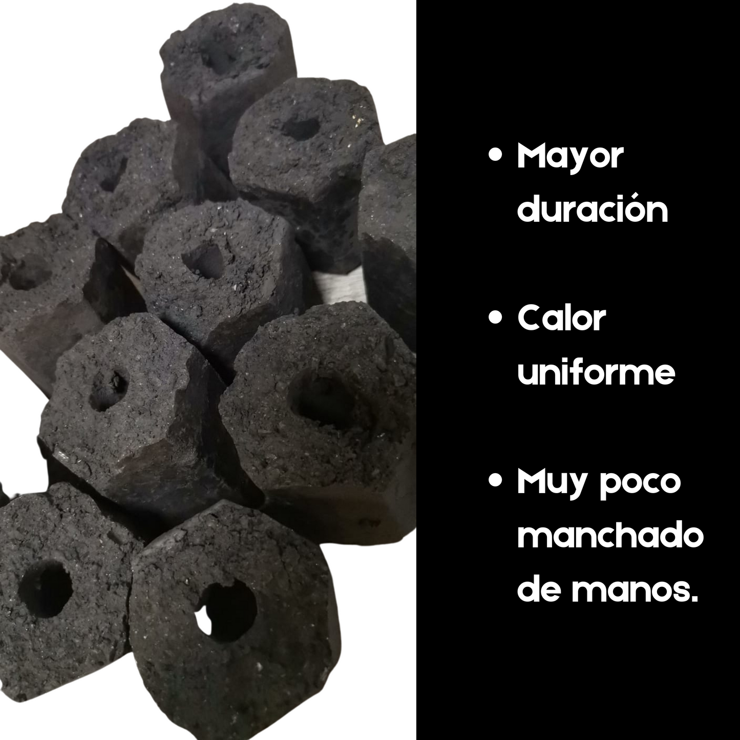 Briqueta Hexagonal | Carbón de Encino | 100% natural | 10.5 kg | Mexpofood