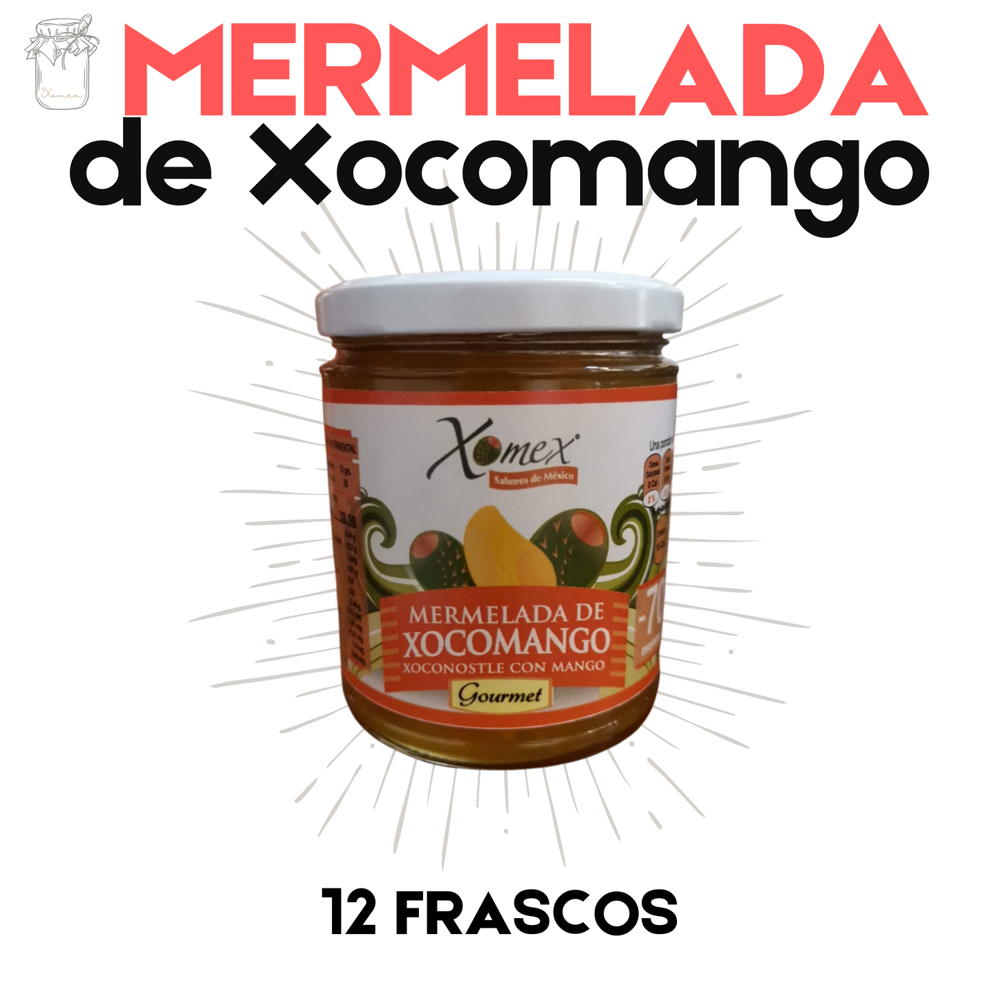 Mermelada de Xocomango | Xoconostle y Mango | 100% natural | 12 frascos | Mexpofood