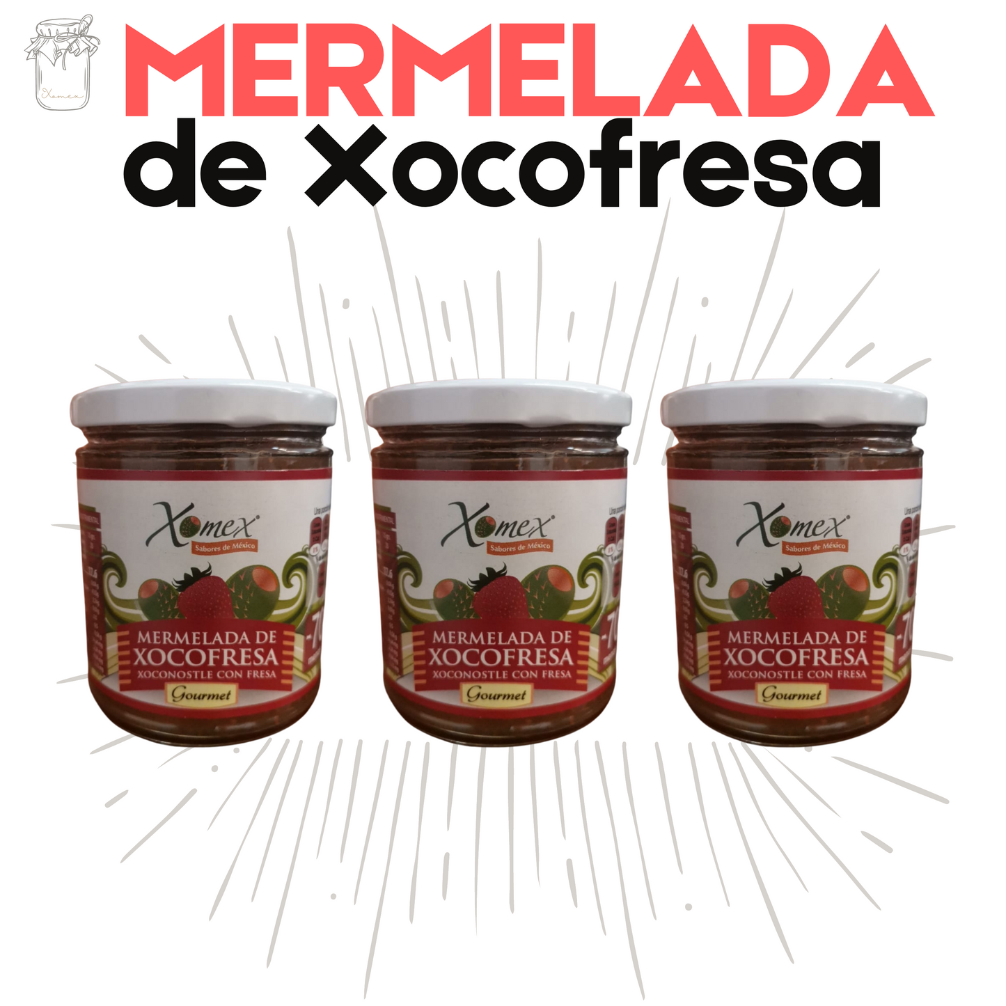 Mermelada de Xocofresa | Xoconostle y Fresa | 100% natural | 900g | Mexpofood