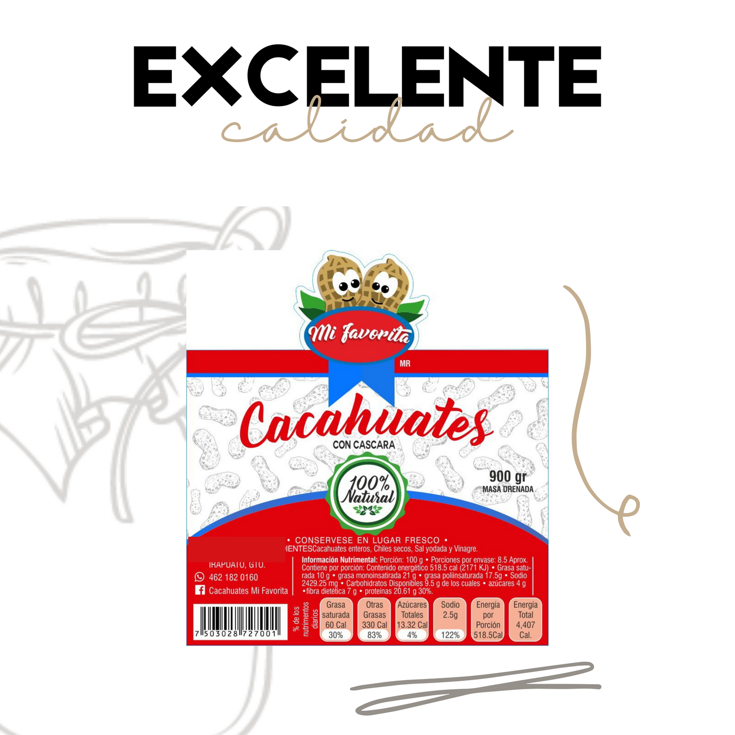 Cacahuates en Vinagre | 3 kg | Botana tradicional | Mexpofood