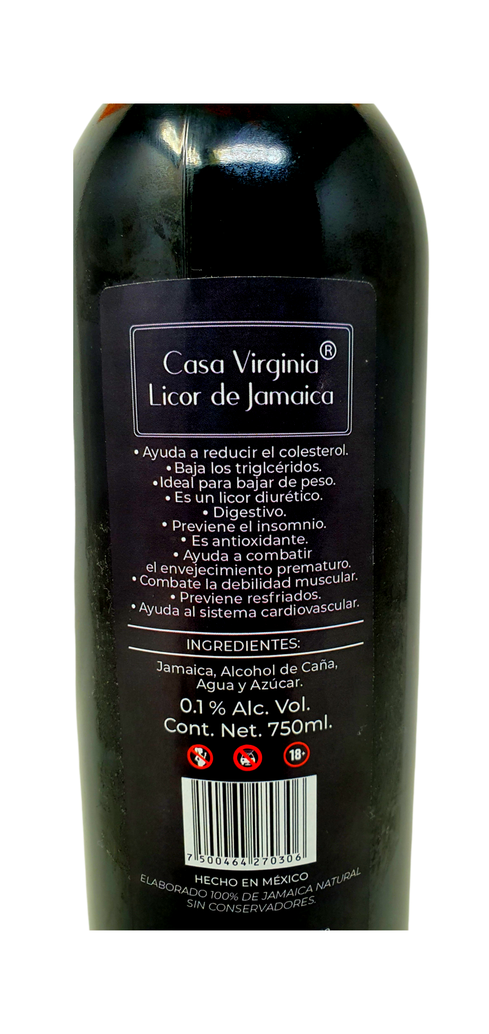 Bebida Artesanal de Jamaica Casa Virginia 750 Ml.