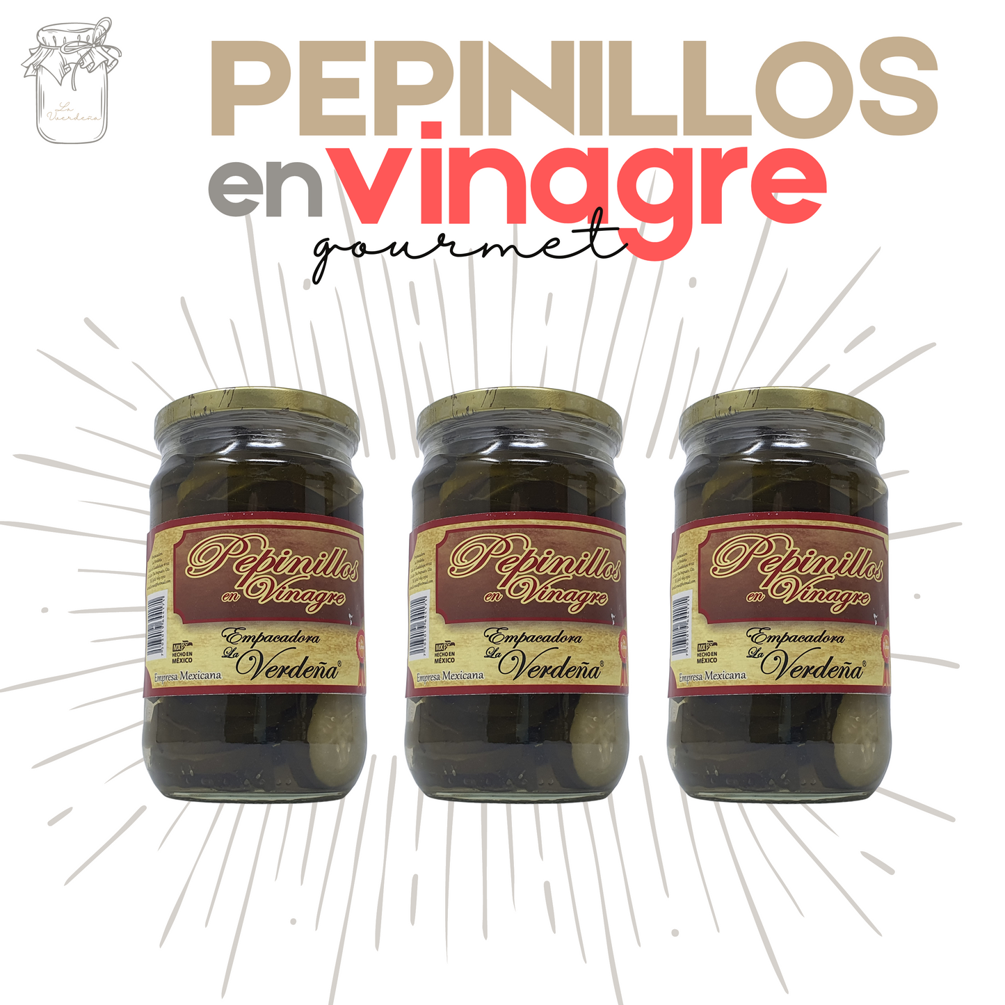 Pepinillos en Vinagre | Gourmet | Artesanal | 3kg | Mexpofood