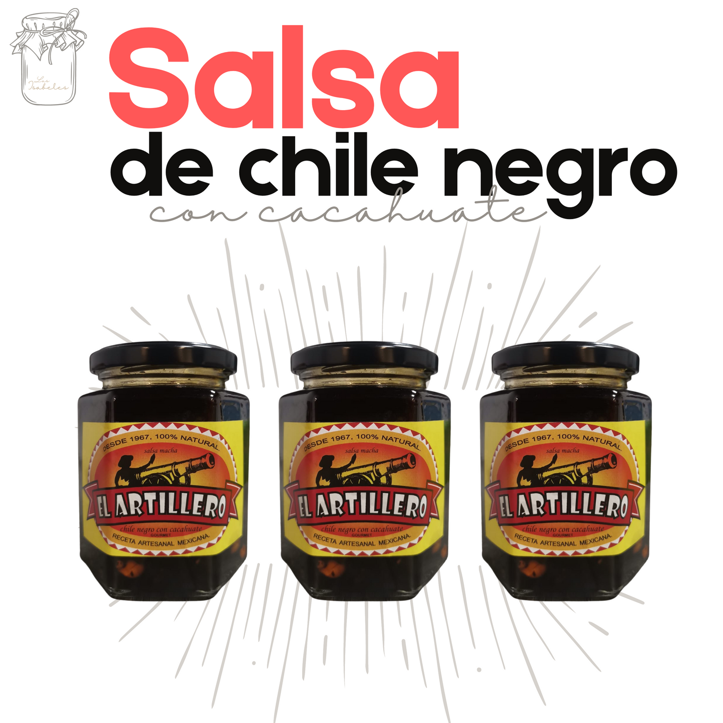 Salsa de Chile Negro | Con Cacahuate | Artesanal | Salsas Tradicionales | 3 frascos | Mexpofood