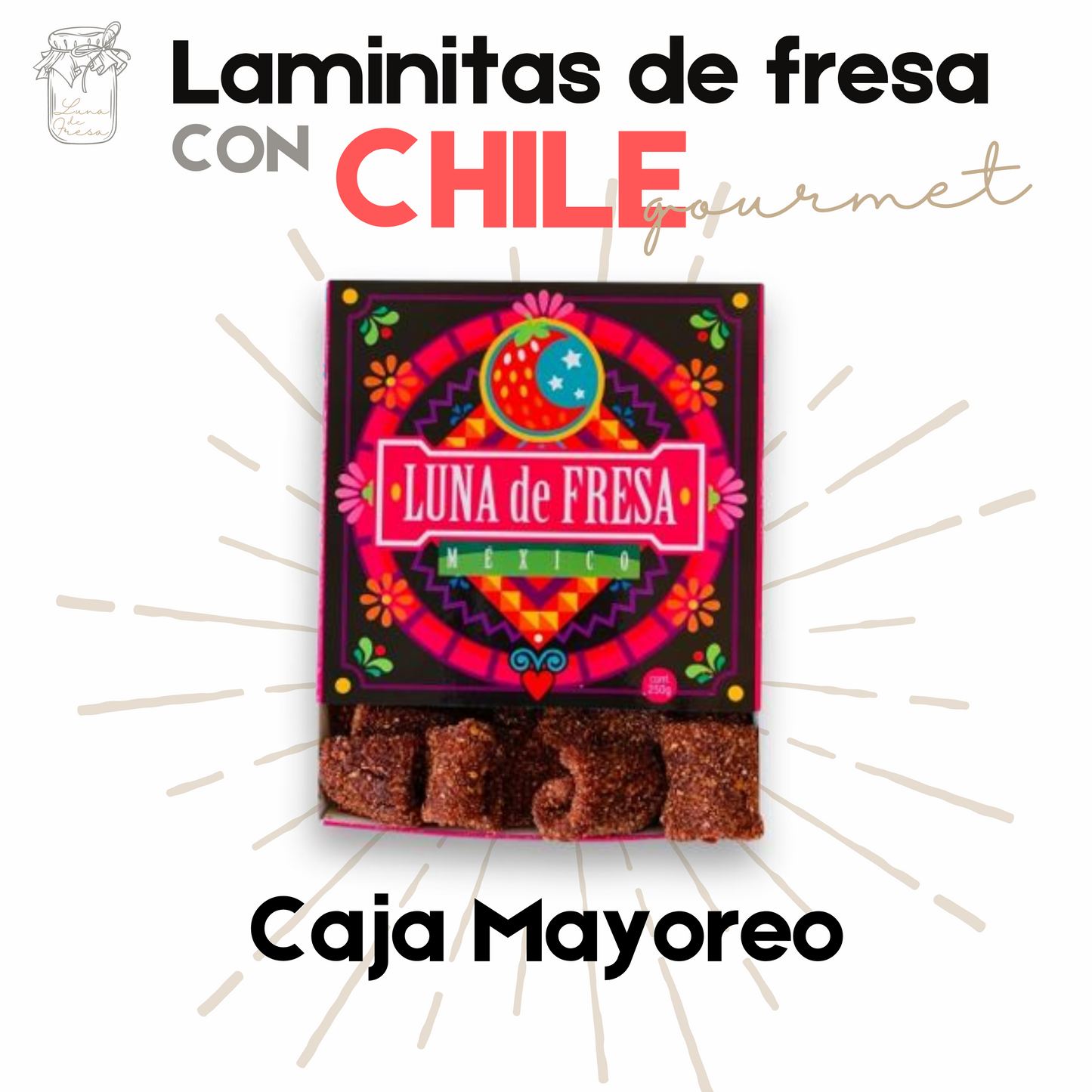 Laminitas Fresa | Gourmet | Chamoy | Caja Mayoreo | 250g | Mexpofood