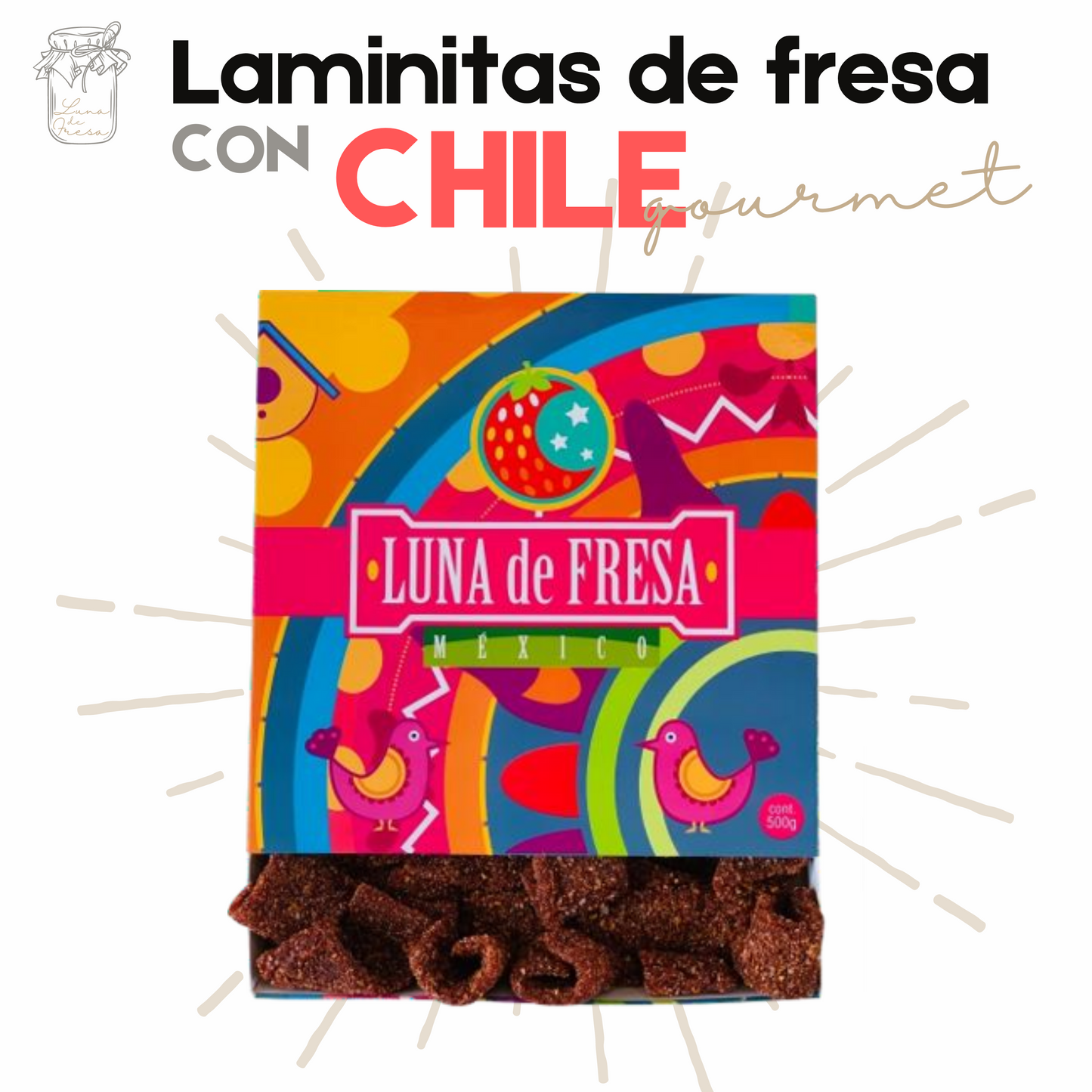 Laminitas Fresa | Chamoy | Gourmet | 500g | Mexpofood