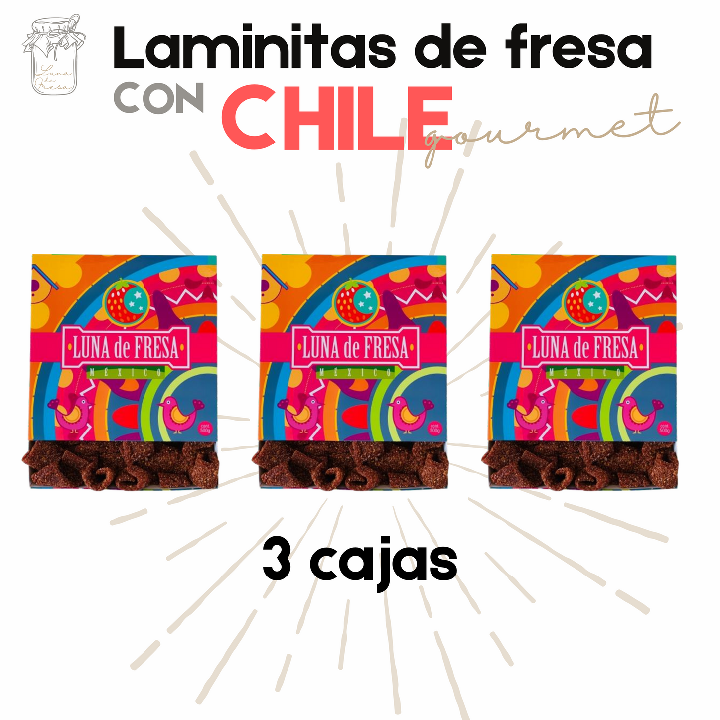 Laminitas Fresa | Chamoy | Gourmet | 1.5kg | Mexpofood