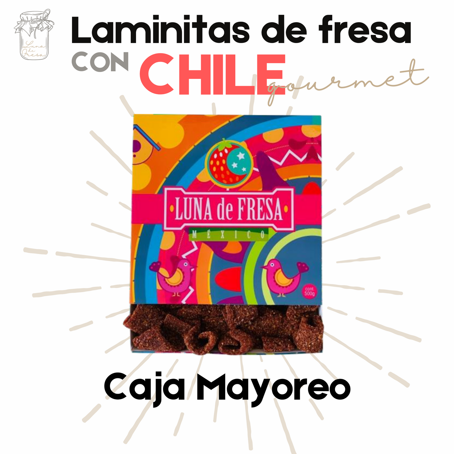 Laminitas Fresa | Chamoy | Gourmet | 5kg | Mexpofood