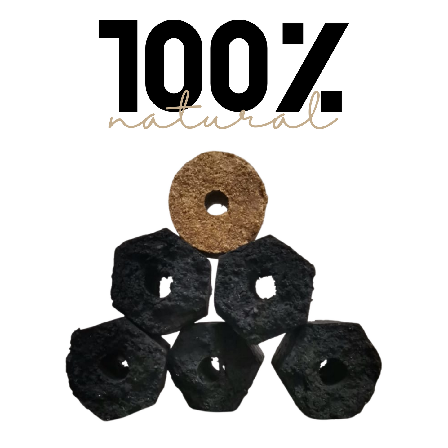 Briqueta Hexagonal | Carbón de Encino | 100% natural | 3.5 kg | Mexpofood