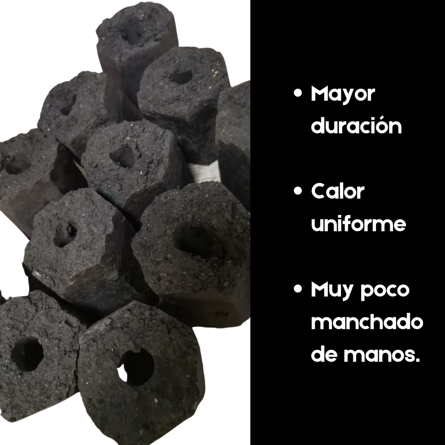 Briqueta Hexagonal | Carbón de Encino | 100% natural | Venta Mayoreo | Mexpofood