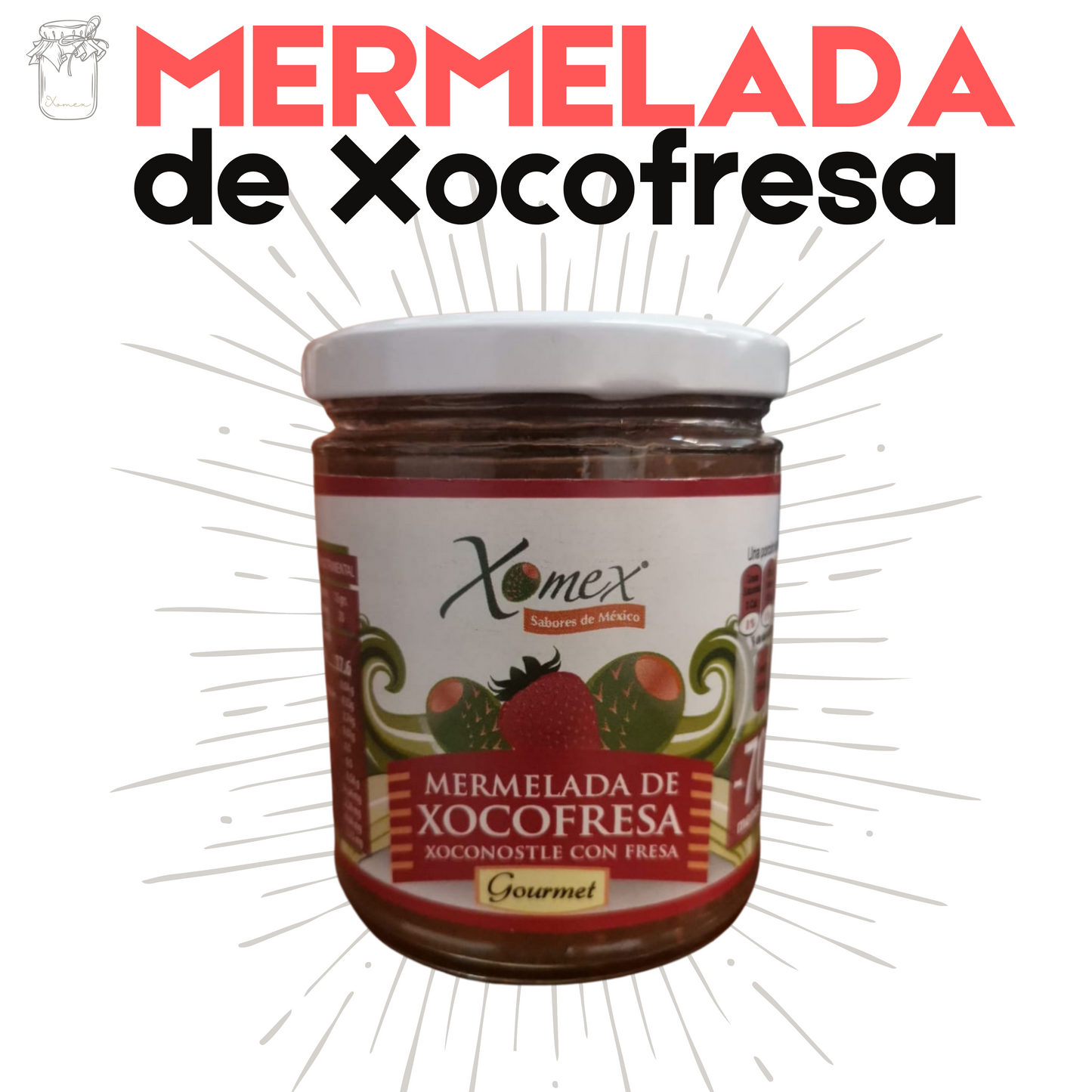 Mermelada de Xocofresa | Xoconostle y Fresa | 100% natural | 300g | Mexpofood