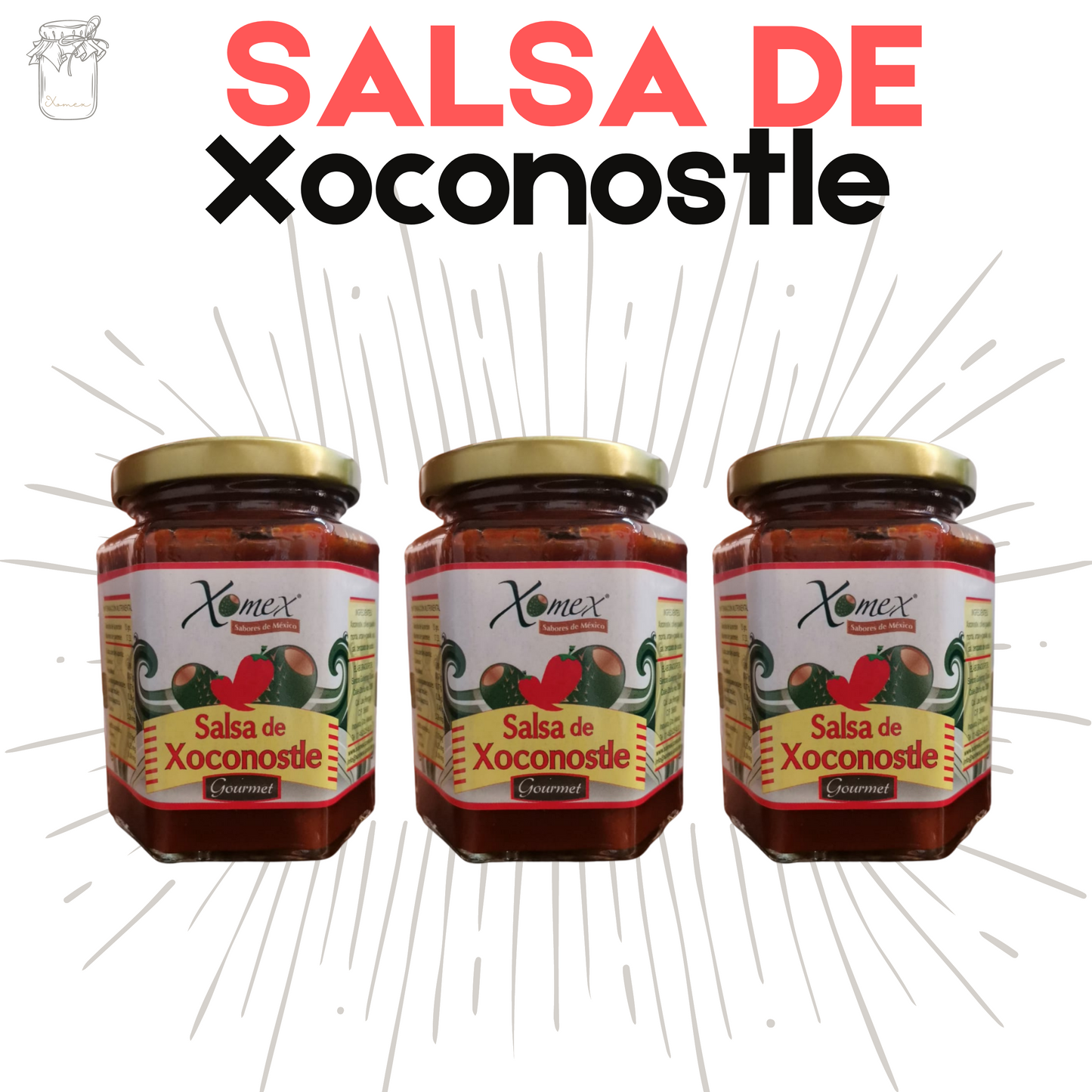 Salsa de Xoconostle | Xoconostle Fruit | 100% natural | 3 frascos | Mexpofood