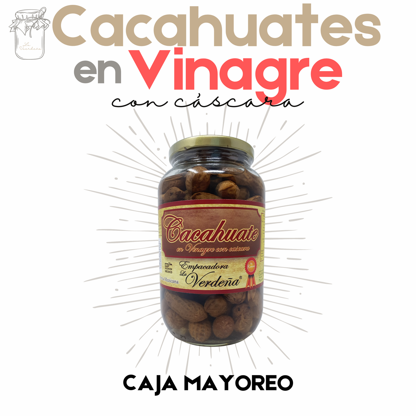 Cacahuates en Vinagre | Con Cáscara | 12 frascos | Gourmet | Tradicional | Mexpofood