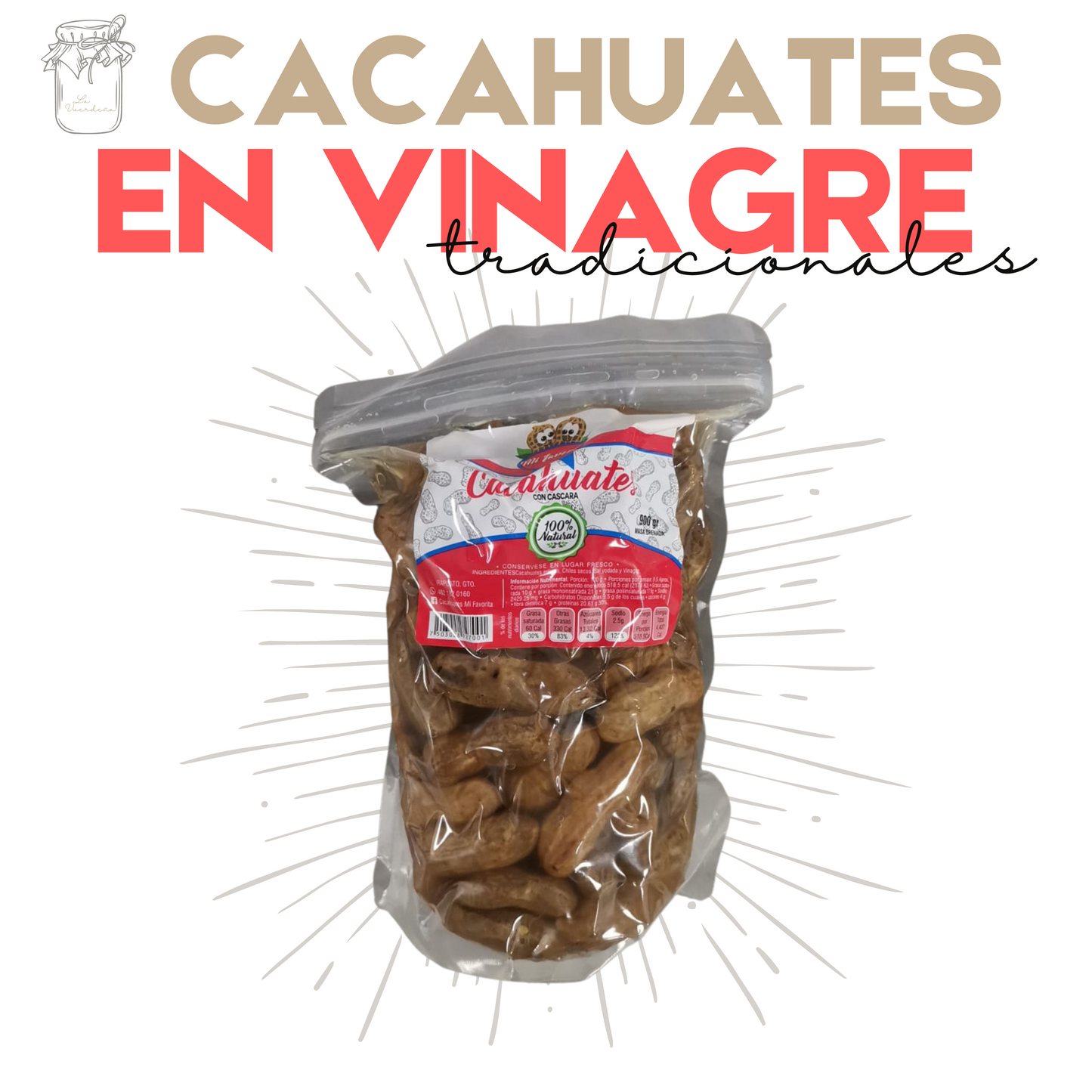 Cacahuates en Vinagre | 1 kg | Botana tradicional | Mexpofood