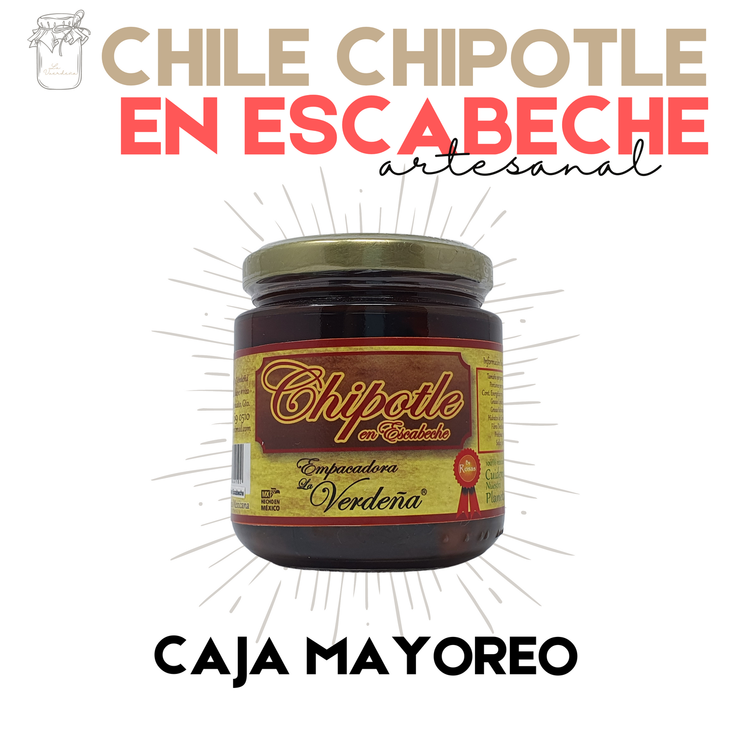 Chipotle en Escabeche | Chile Chipotle | Gourmet | Artesanal | 12 frascos | Mexpofood