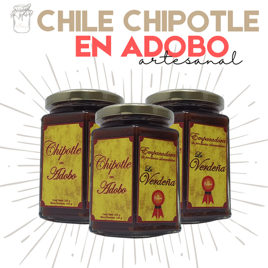 Chipotle en Adobo | Chile Chipotle | Gourmet | Artesanal | 3 frascos | Mexpofood