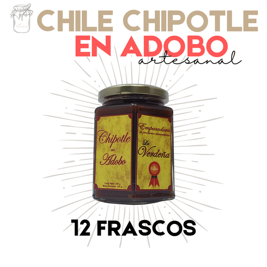 Chipotle en Adobo | Chile Chipotle | Gourmet | Artesanal | 12 frascos | Mexpofood