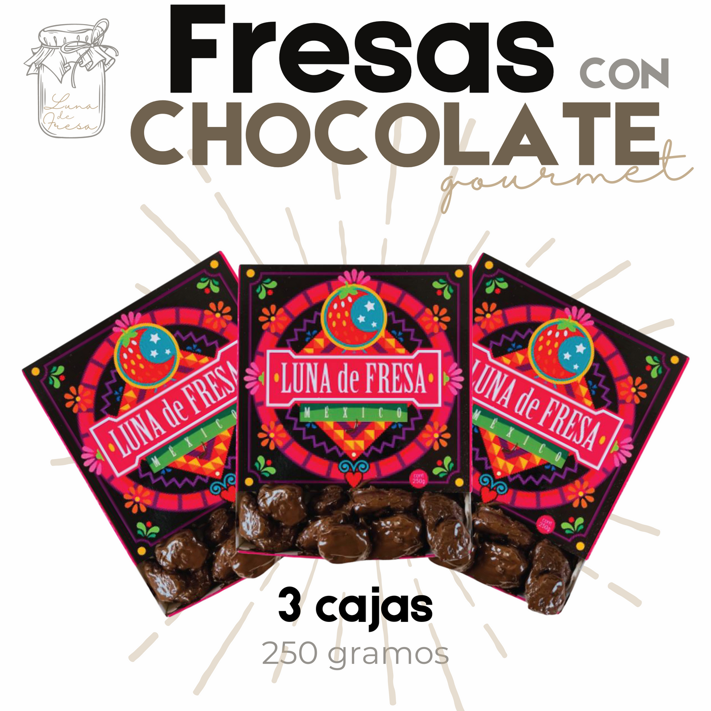 Fresas con chocolate | Fresas Cristalizadas | Gourmet | 750 | Mexpofood