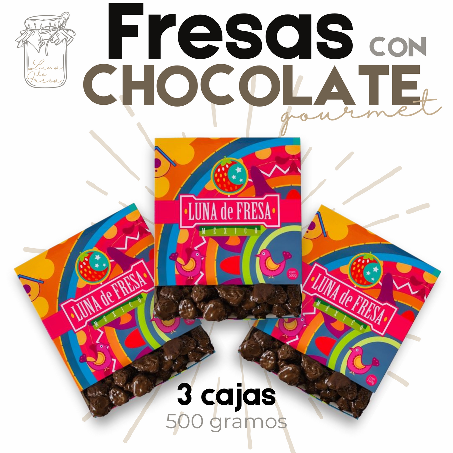 Fresas con chocolate | Fresas Cristalizadas | Gourmet | 1.5kg | Mexpofood