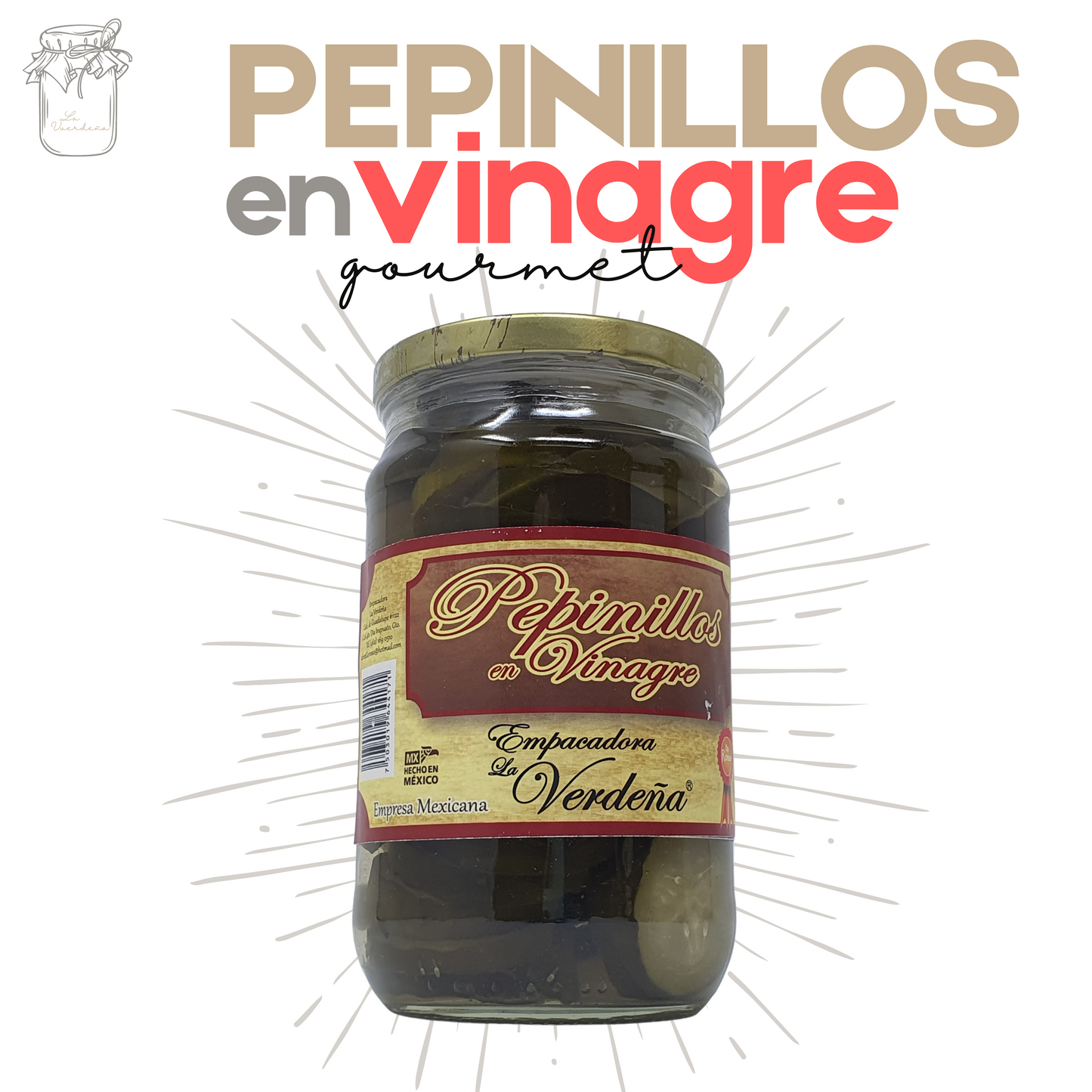 Pepinillos en Vinagre | Gourmet | Artesanal | 1kg | Mexpofood