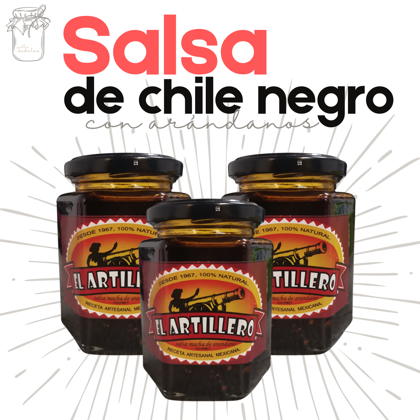 Salsa de Chile Negro | Con Arándanos | Artesanal | Salsas Tradicionales | 3 frascos | Mexpofood