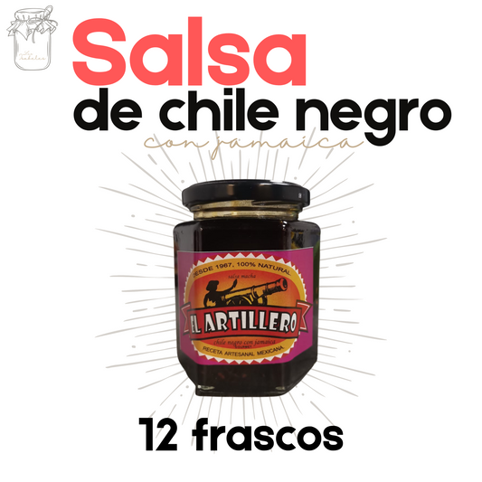 Salsa de Chile Negro | Con Jamaica | Artesanal | Salsas Tradicionales | Caja Mayoreo | Mexpofood