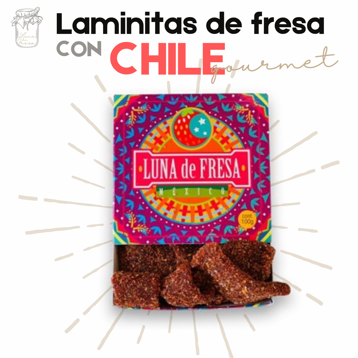 Laminitas Fresa | Chamoy | Gourmet | 100g | Mexpofood
