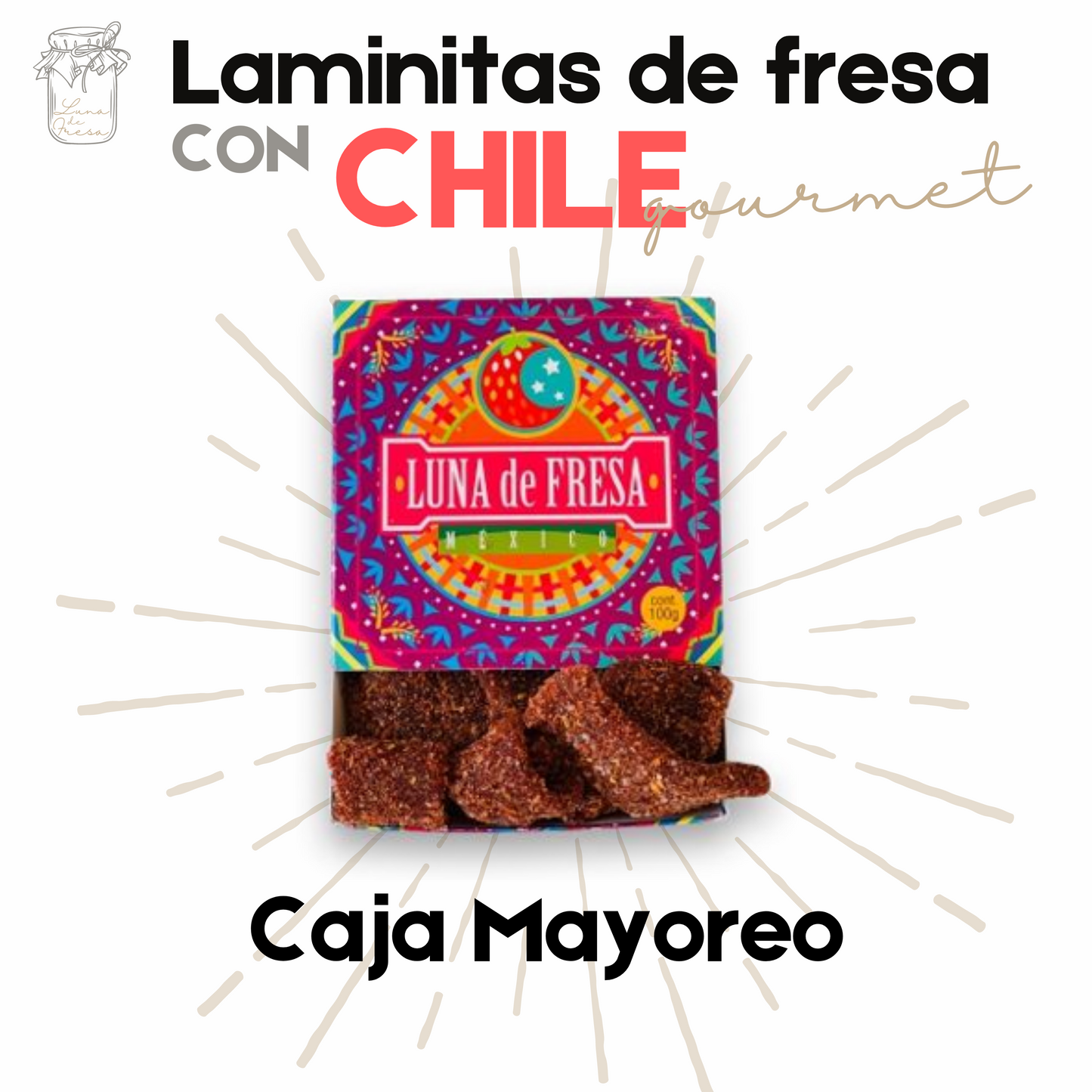 Laminitas Fresa | Chamoy | Gourmet | Caja Mayoreo | Mexpofood