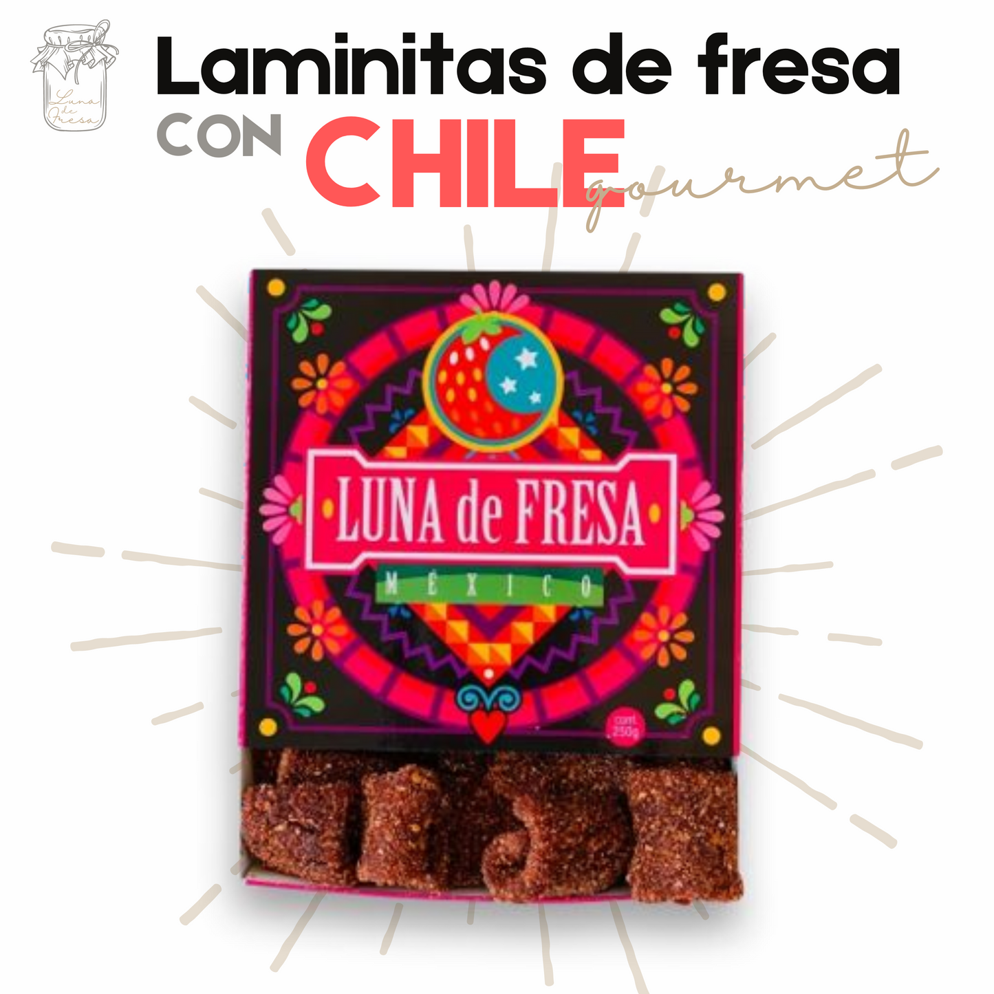 Laminitas Fresa | Gourmet | Chamoy | 250g | Mexpofood