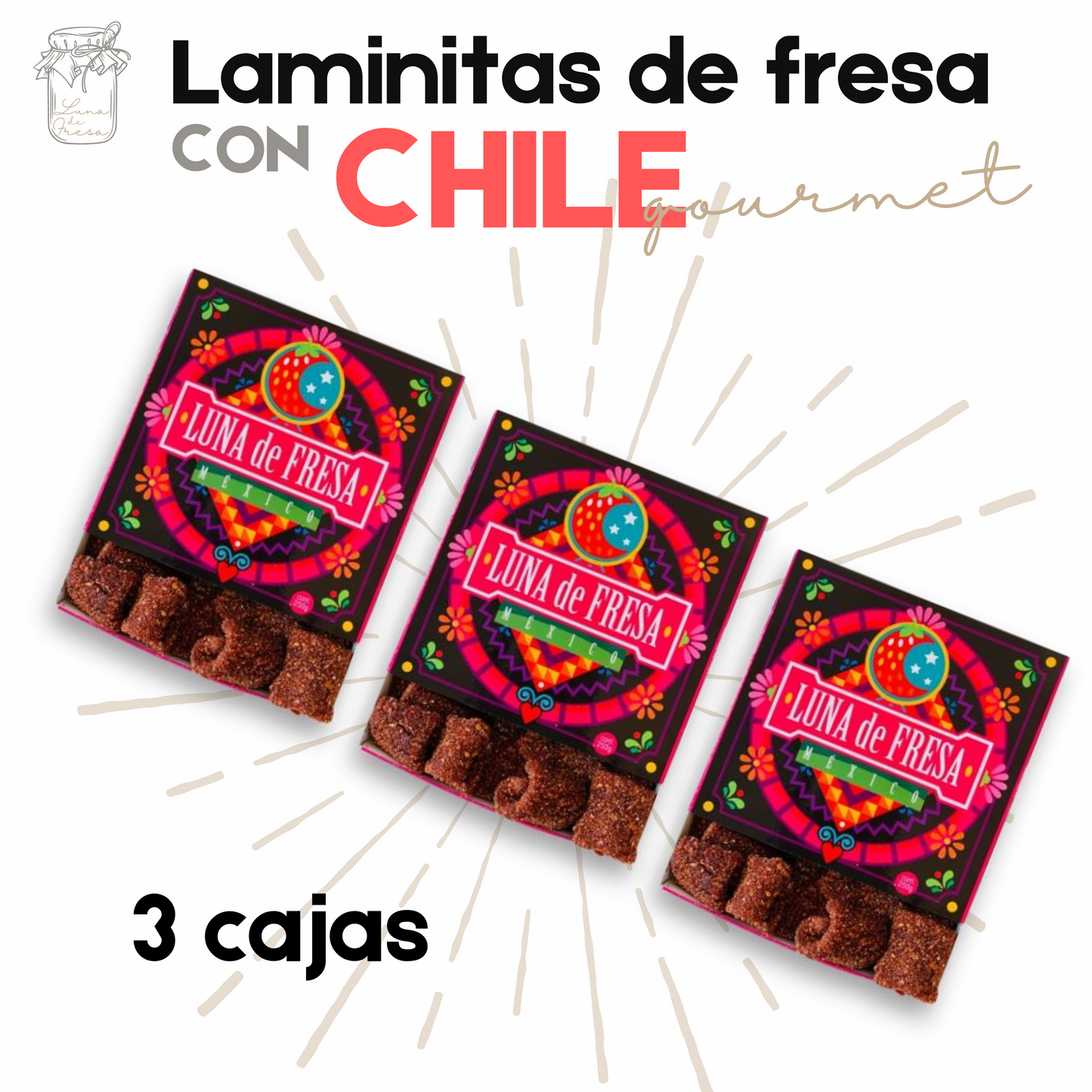 Laminitas Fresa | Gourmet | Chamoy | 750g | Mexpofood