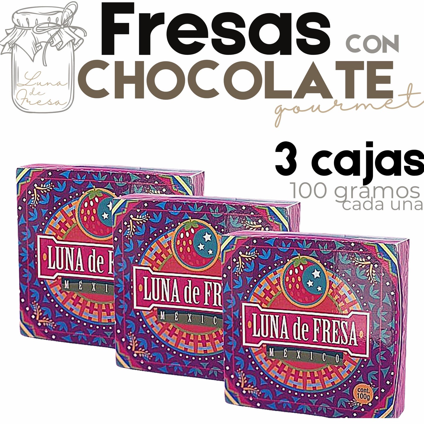 Fresas Con Chocolate Cristalizadas 3 Cajas 300g.